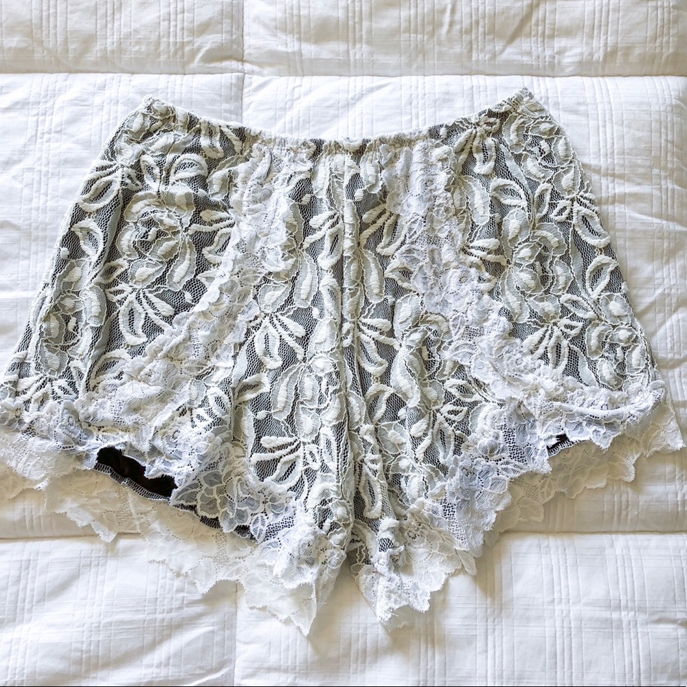 White lace shorts